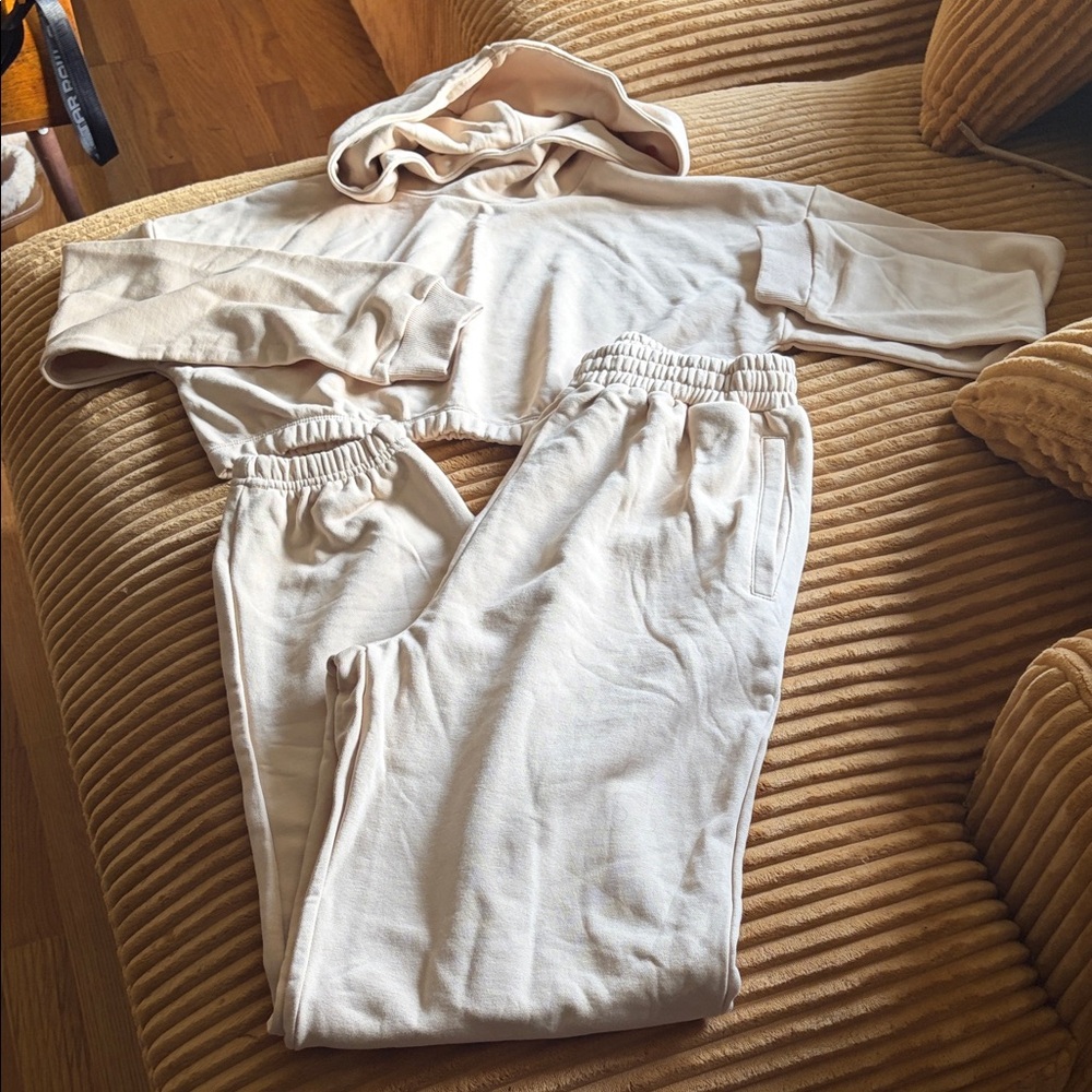 Naked Wardrobe Cream Hoodie Set